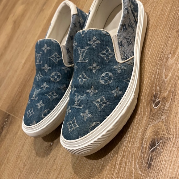 Louis Vuitton Trocadero Leather Low Trainers [Blue, Monogram] - Picture 7 of 11